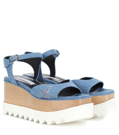 Stella Mccartney Elyse Denim Platform Sandals In Blue