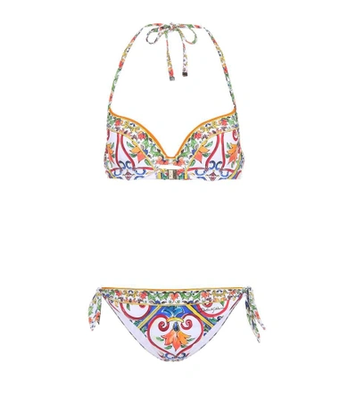 Dolce & Gabbana Majolica-print Balconette Bikini In Multicoloured