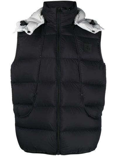 Moose Knuckles Bushwick Brand-embroidered Shell-down Hooded Vest In White/black