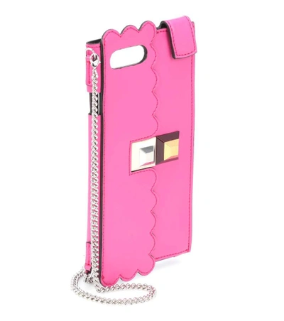 Fendi Iphone 7 Plus Leather Case In Pink