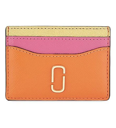 Marc Jacobs Snapshot Saffiano Leather Card Holder In New Orange Multi
