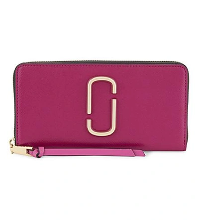 Marc Jacobs Snapshot Saffiano Leather Zipper-around Wallet In Hibiscus Multi