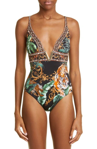 Camilla Easy Tiger High Tri One-piece Swimsuit W/ Front Trim