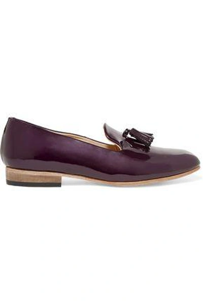 Dieppa Restrepo Woman Tasseled Patent-leather Slippers Dark Purple