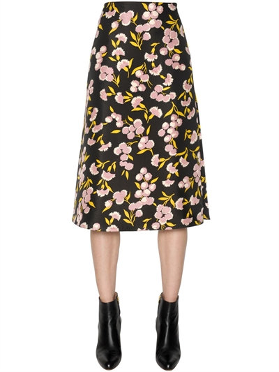 Marni Woman Floral-print Cotton And Silk-blend Faille Skirt Black In ...