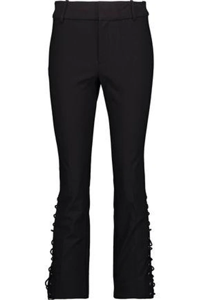 Derek Lam 10 Crosby Woman Cropped Lace-up Stretch-cotton Twill Bootcut Pants Black