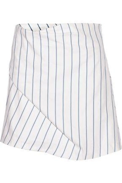 Jw Anderson Woman Striped Cotton-piqué Skirt Navy