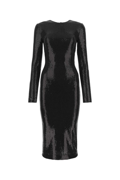 Dolce & Gabbana Sequin Embellished Jersey Midi Dress In Black