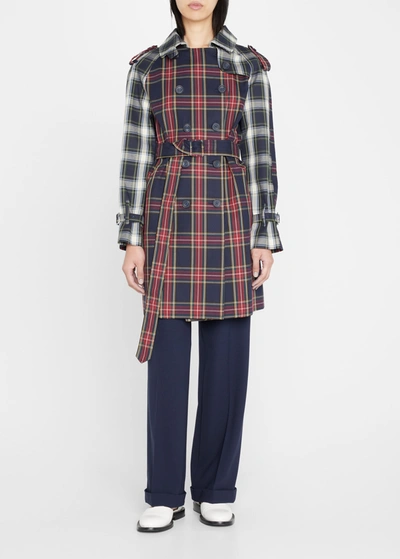 Libertine All Mods Con Trench Coat In Mixed Plaid