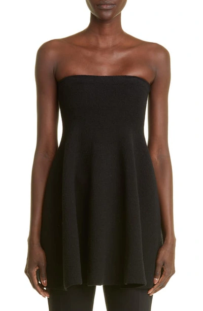 Proenza Schouler Strapless Fit-&-flare Boucle Mini Dress In Black