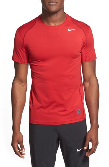 Nike Cool Compression' Fitted Dri-fit T-shirt In Gym Red/ White |