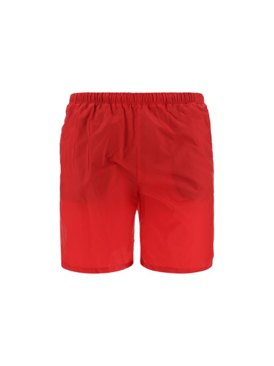 Prada Logo-print Swim Shorts In Rosso