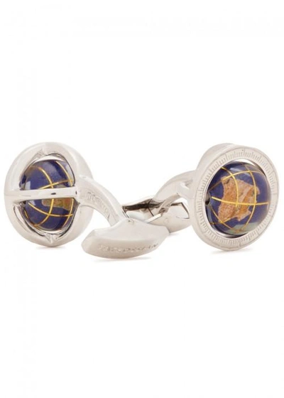 Tateossian Globe Cage Lapis And Sterling Silver Cufflinks