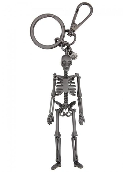 Alexander Mcqueen Gunmetal Skeleton Keyring