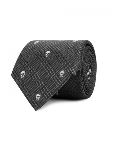 Alexander Mcqueen Checked Skull-jacquard Silk Tie