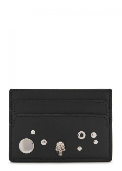 Alexander Mcqueen Black Embellished Leather Card Holder