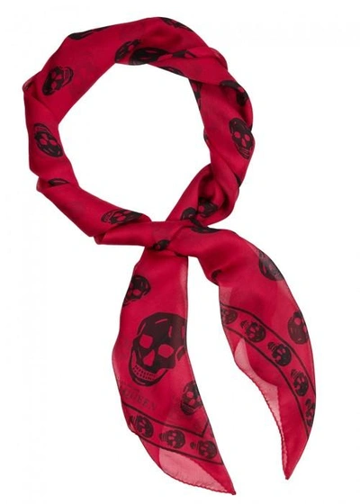 Alexander Mcqueen Skull-print Silk Scarf In Violet