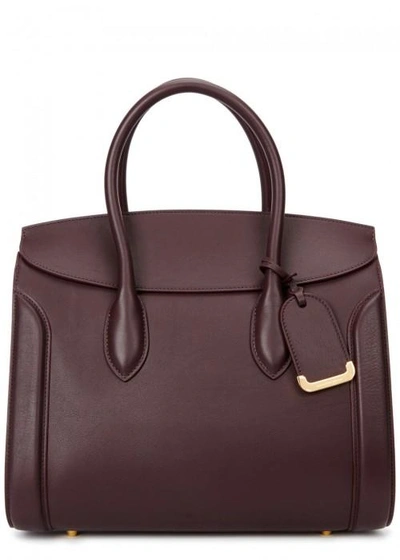 Alexander Mcqueen Heroine 35 Plum Leather Tote In Burgundy