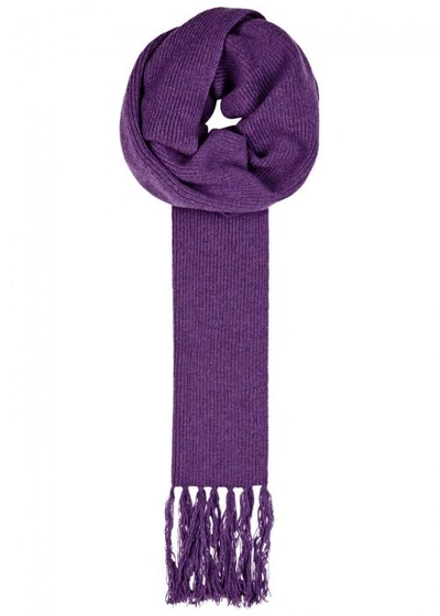Ami Alexandre Mattiussi Violet Chunky-knit Wool Scarf In Purple