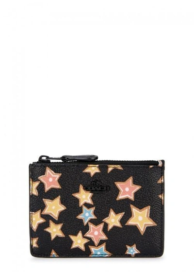 Coach Starlight Printed Leather Card Holder In Black