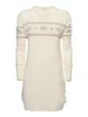 Chiara Ferragni Maxilogo Lurex Lon Sleeve Mini Dress In Beige