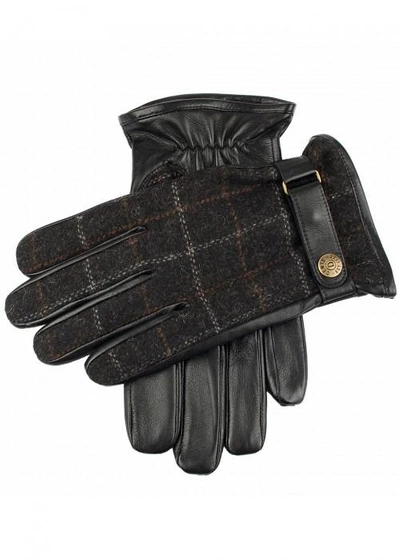 Dents Edinburgh Flannel And Leather Gloves In Black