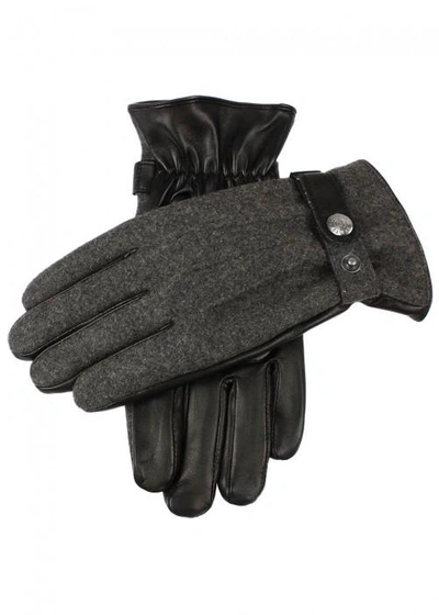 Dents Guildford Flannel And Leather Gloves In Black
