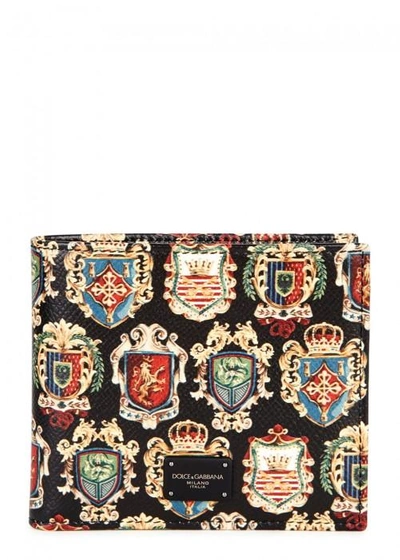 Dolce & Gabbana Printed Leather Wallet In Black