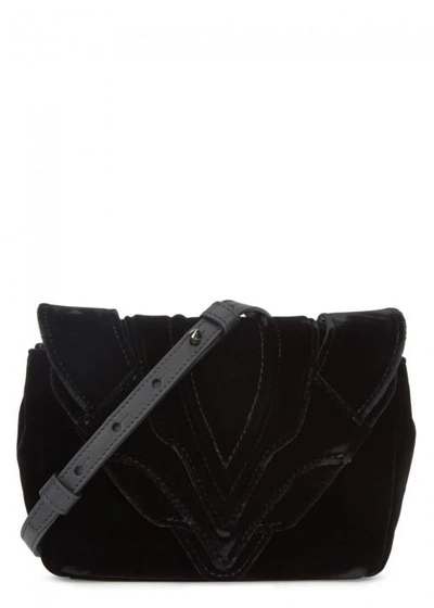 Elena Ghisellini Felix Velvet Shoulder Bag In Black