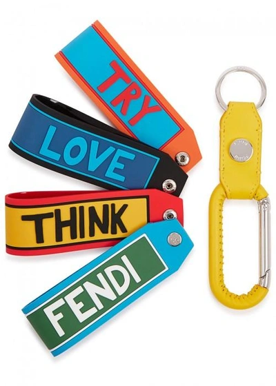 Fendi Yellow Leather Interchangeable Keyring