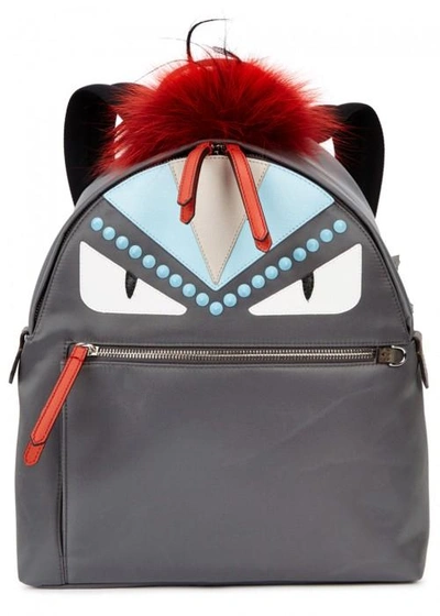 Fendi Monster-appliquéd Nylon Backpack In Charcoal