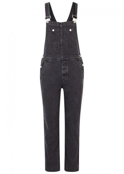 Free People The Boyfriend Charcoal Dungarees In Black