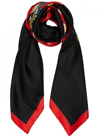 Givenchy Imperial Rottweiler Printed Silk Scarf In Multicoloured