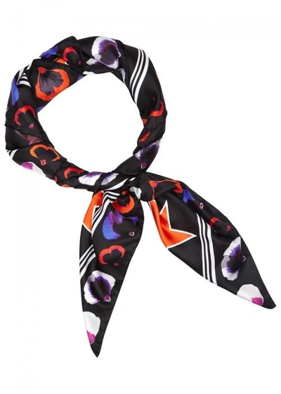 Givenchy Wild Pansy 74 Printed Silk Twill Scarf In Black