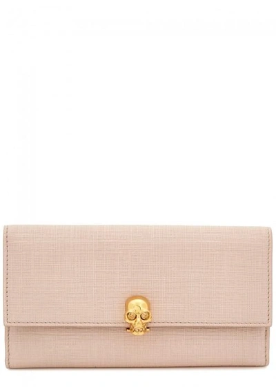 Alexander Mcqueen Blush Leather Continental Wallet In Nude