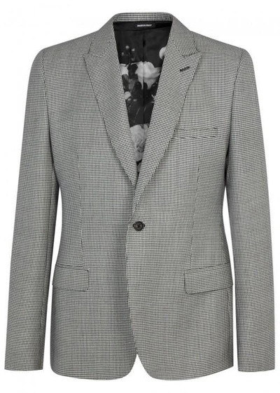 Alexander Mcqueen Houndstooth Wool Blend Blazer In Black