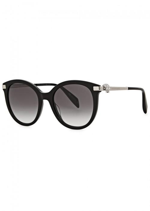 Alexander Mcqueen Black Oval-frame Sunglasses | ModeSens