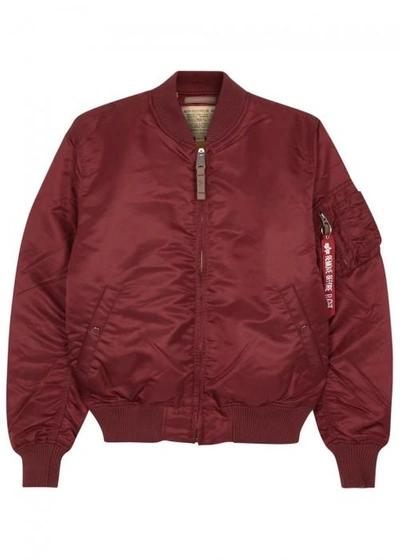 Alpha Industries Ma-1 Claret Shell Bomber Jacket In Burgundy