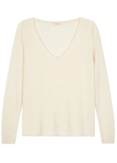 American Vintage Blossom Fine-knit Wool Blend Jumper In Off White