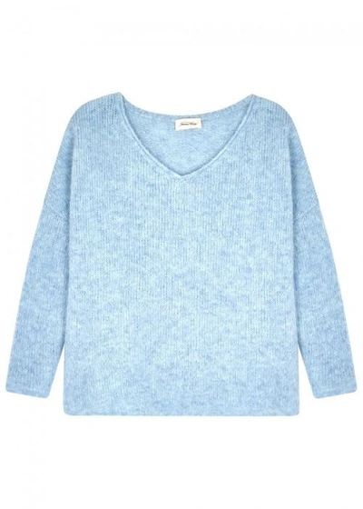 American Vintage Vacaville Dove Blue Wool Blend Jumper In Light Blue