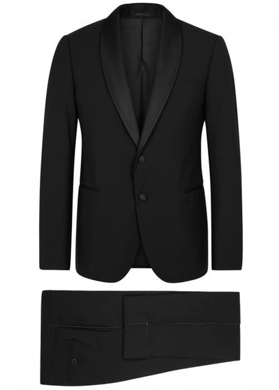 Armani Collezioni Black Wool Tuxedo Suit