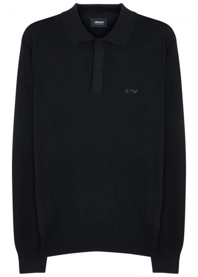 Armani Jeans Midnight Blue Cotton Polo Shirt In Navy