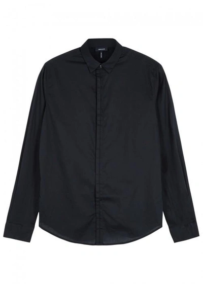 Armani Jeans Midnight Blue Slim Poplin Shirt In Navy