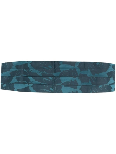 Pre-owned Saint Laurent 1990s Abstract Print Silk Smoking Belt In Blue