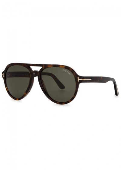Tom Ford Rory Tortoiseshell Aviator-style Sunglasses In Brown Beige