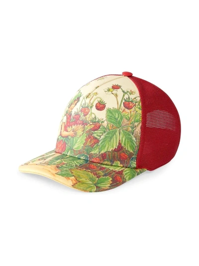 Gucci Kids' Graphic Print Panelled Cap In Green