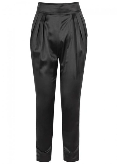 Givenchy Black Cropped Silk Satin Trousers