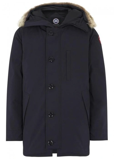 Canada Goose Chateau Navy Fur-trimmed Twill Parka