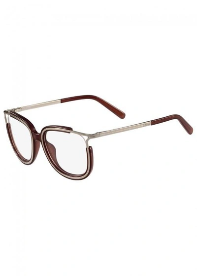 Chloé Jayme Rust Oval-frame Optical Glasses In Brown