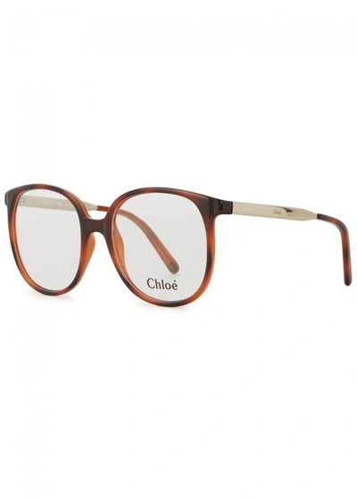 Chloé Mytre Tortoiseshell Oval-frame Optical Glasses In Havana